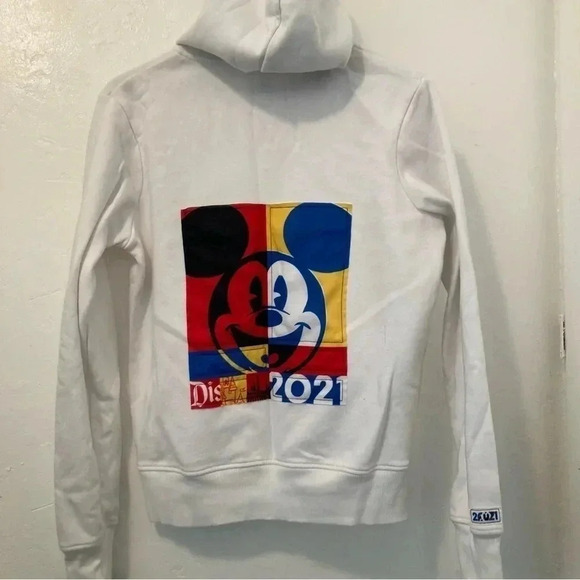 Disney Sweater Womens L White Mickey Mouse Full Zip Hoodie‎ Sweatshirt Ladies - Picture 6 of 11